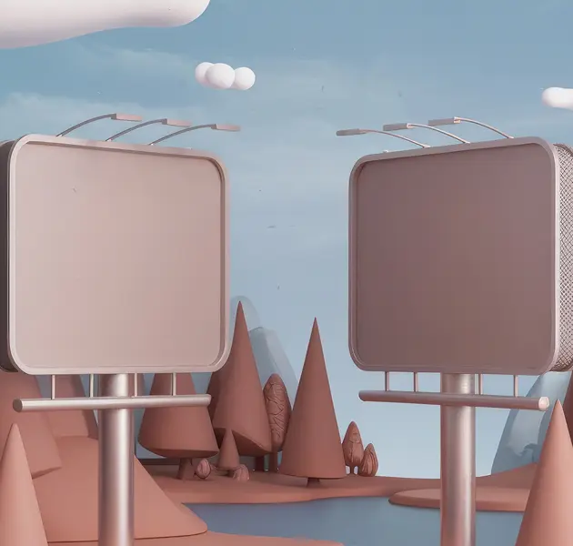 Close-up view of 3D anamorphic billboard design